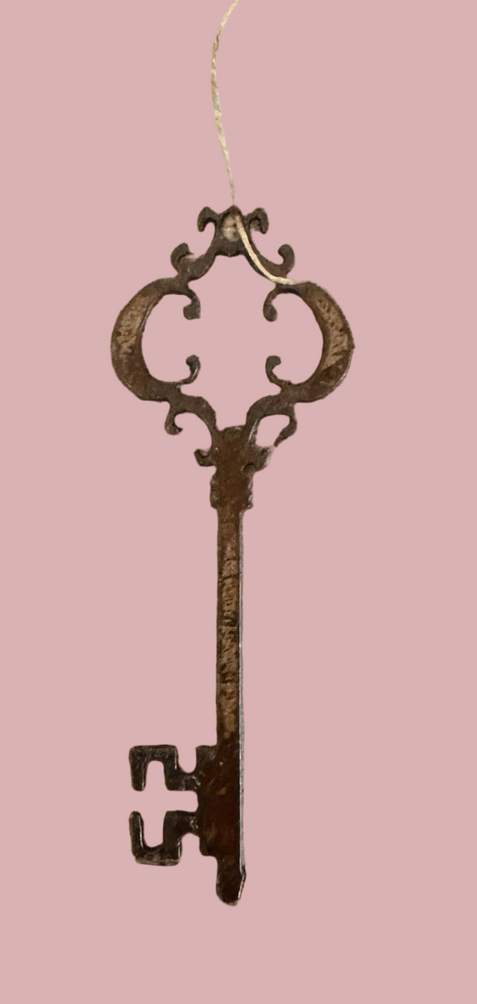 Key Vintage Inspired Rusty Metal Key Made In USA Ornament