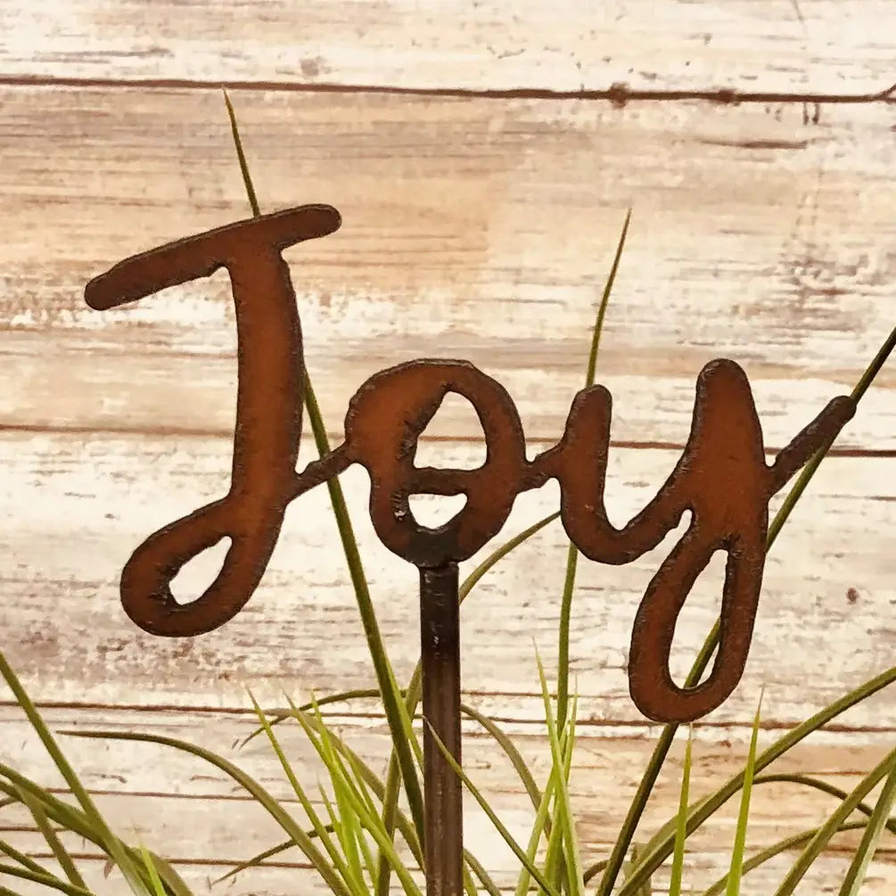 Joy Cursive Word Inspirational Garden Plant Stake