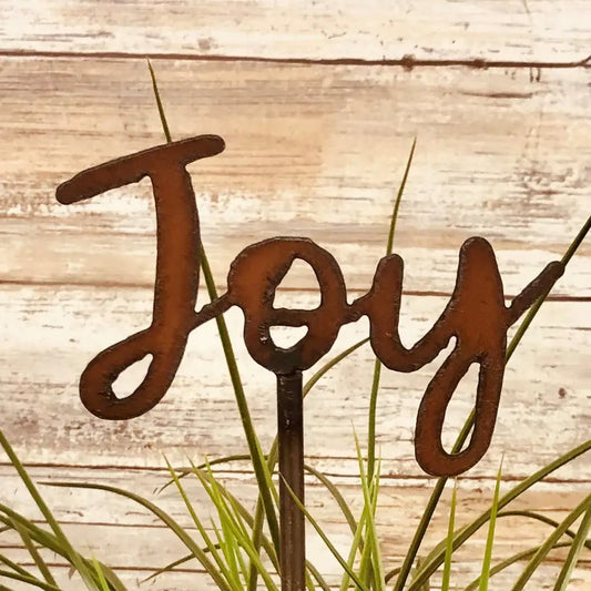 Joy Cursive Word Inspirational Garden Plant Stake