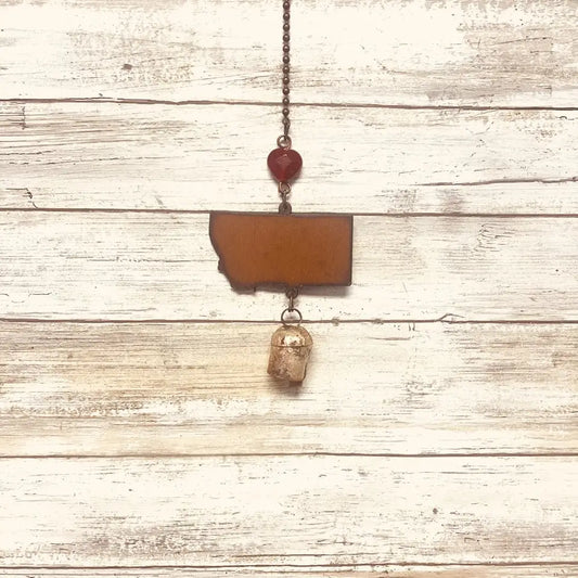 Montana State Shape Bell Rustic Garden Metal Outdoor Chime
