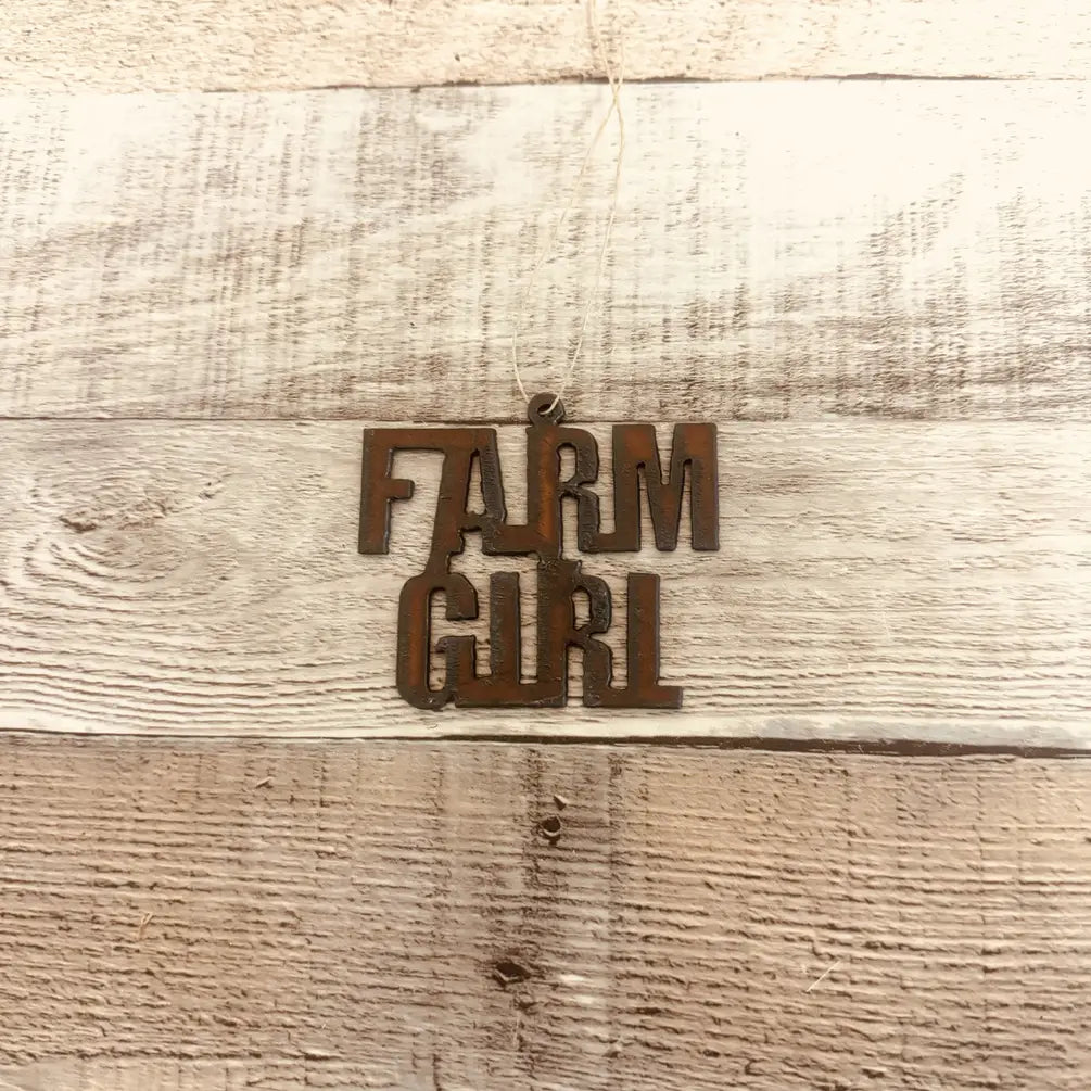 Farm Girl Rustic Metal Ornament Farmhouse Gift
