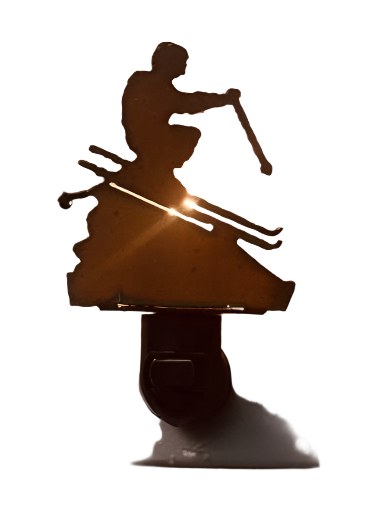 Skier Image Night Light Rustic Lodge Home Decor Metal Gift