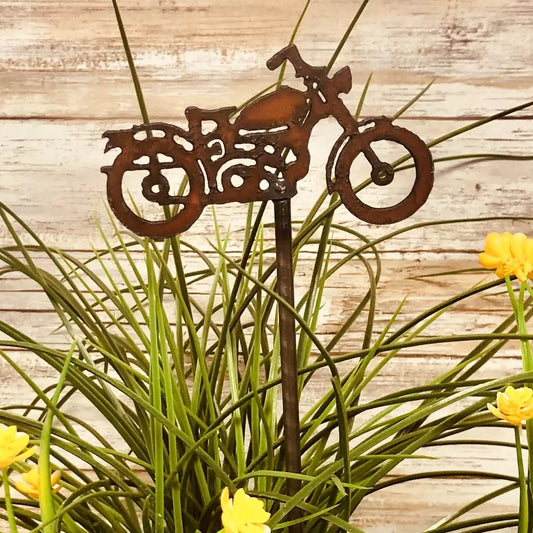 Vintage Motorcycle Rusty Garden Plant Stake