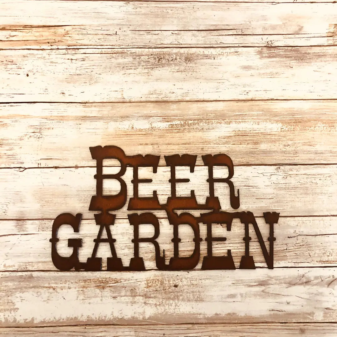 Beer Garden Rusty Metal Pub Sign