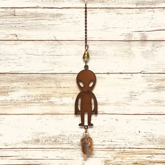 Alien Full Body Area 51 Rustic Metal Bell Chime