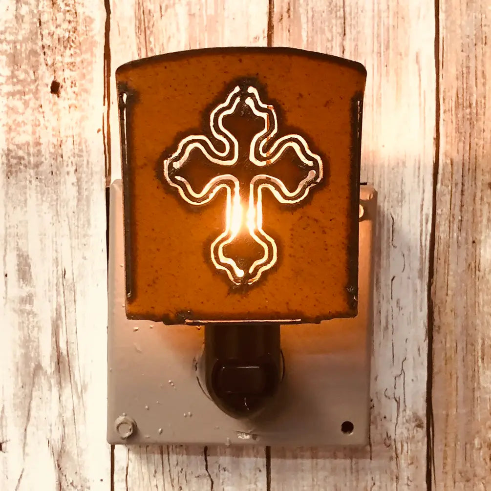 Cross with Cuts Classic Rustic Nightlight
