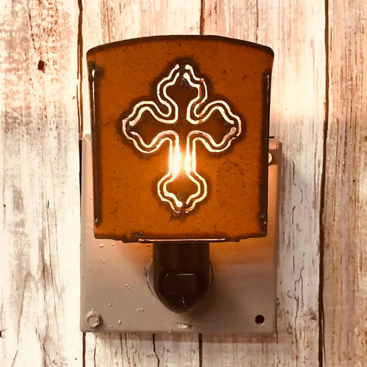 Cross with Cuts Classic Rustic Nightlight