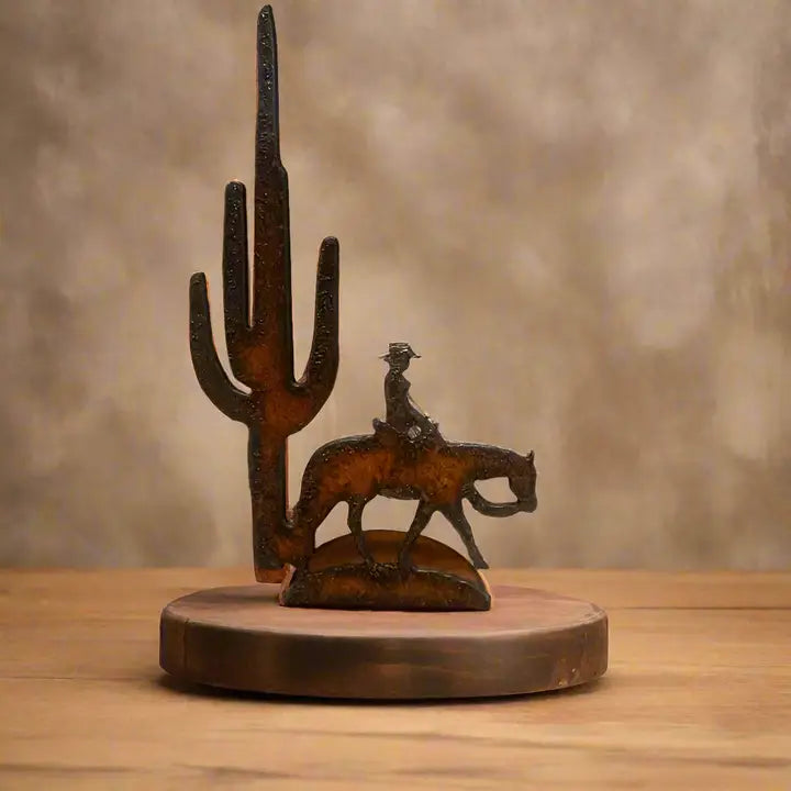 Pleasure Horse with Cactus Doodad Western Standing Figurine