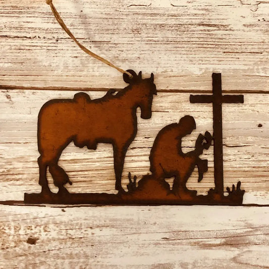 Cowboy At Cross Ornament
