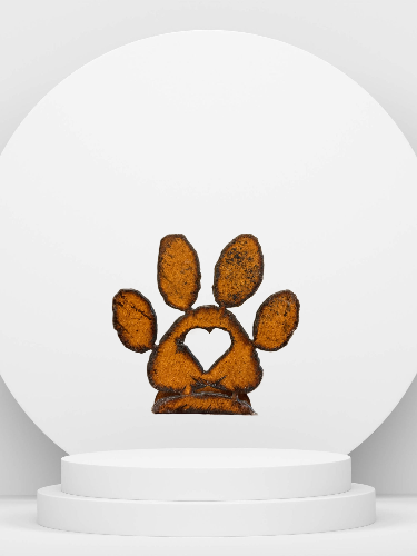 Paw with Heart Metal Doodad Pet Lover Figurine Tabletop