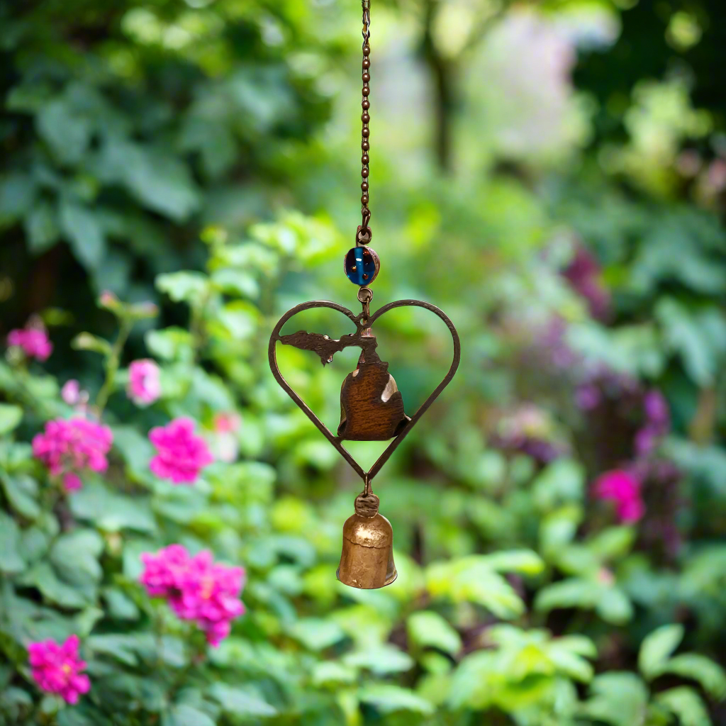 Michigan with UPPER AND LOWER Garden Bell chime USA MADE