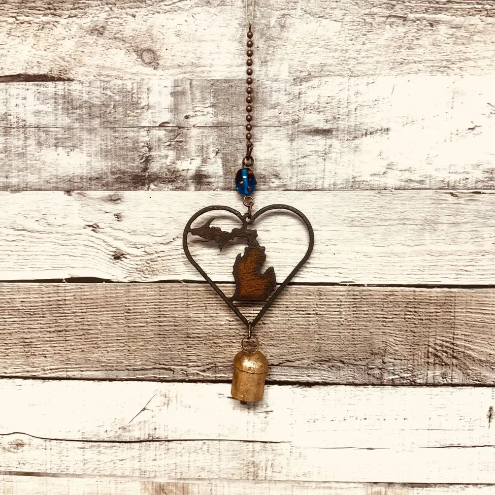 Michigan with UPPER AND LOWER Garden Bell chime USA MADE