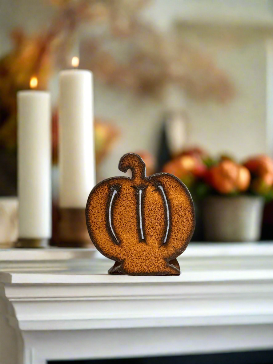 Pumpkin DOODAD Rustic Metal Fall Decor Standing Figurine