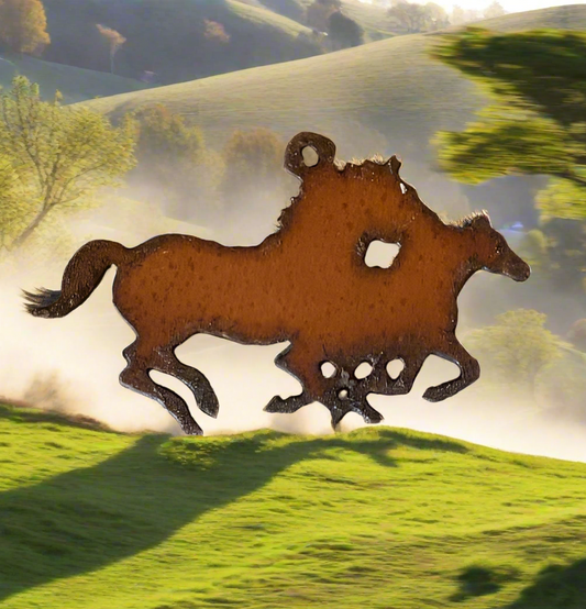 Double Running Horses Charm Pendant Rustic Metal