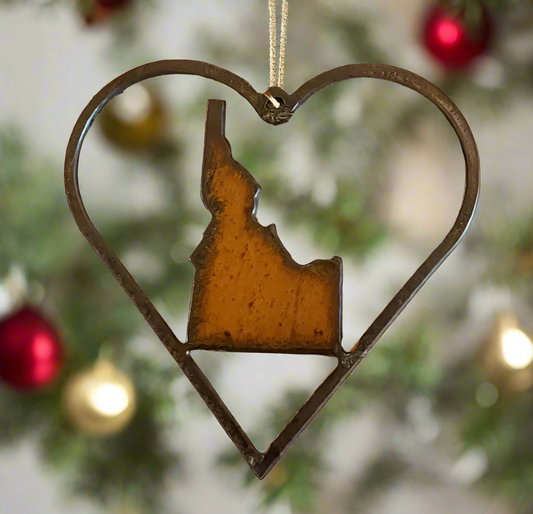 Heart Outline with Idaho Rustic Metal Ornament