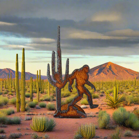 Bigfoot Yeti Sasquatch with Saguaro Cactus Doodad Figurine