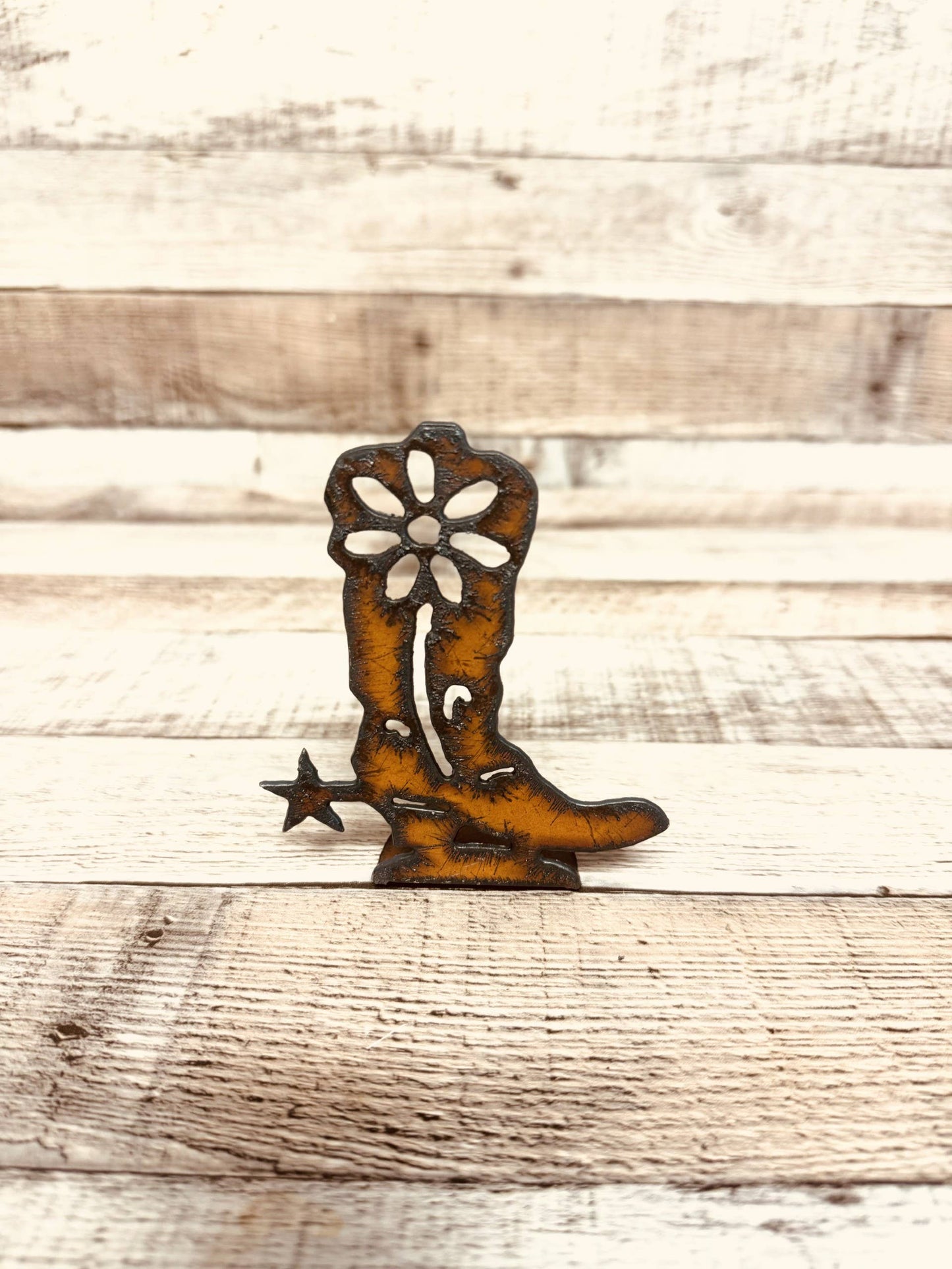 Boot Garden Friend Rustic Metal Western Figurine