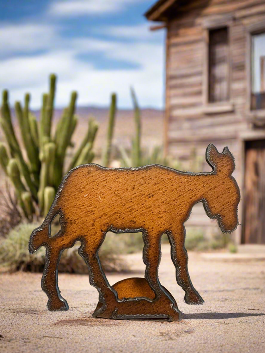 Donkey Standing Doodad Rustic Metal Garden Gift