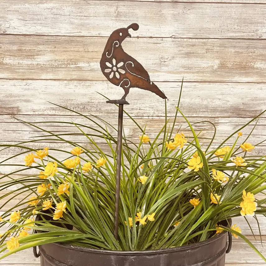 Quail GARDEN FRIEND Plant Stake Southwest