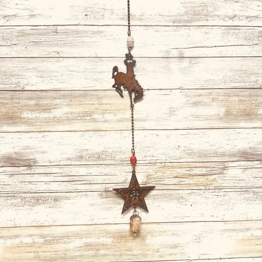 Wyoming Bronc and Star Bell Rustic Garden Weste Chime