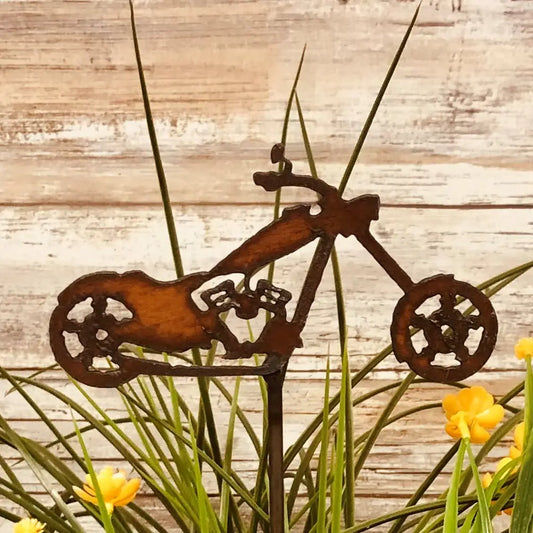 Chopper Motorcycle Biker Garden Plant Stake