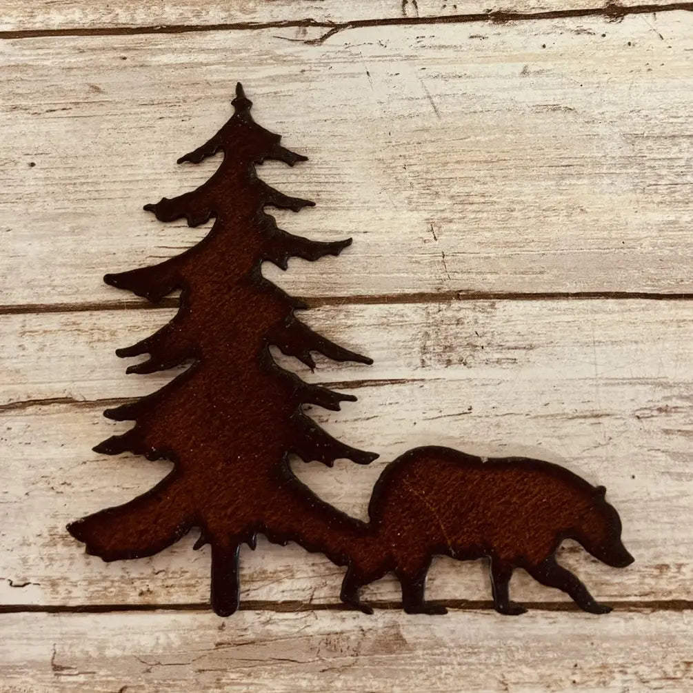 Black Bear and Tree Rustic Magnet Lodge Montana Gift