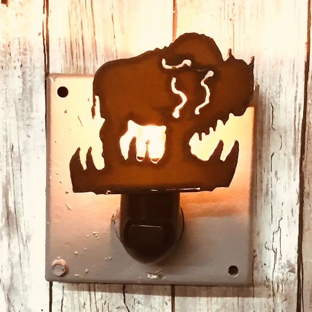 Buffalo Image South Dakota Plains Lodge Night Light