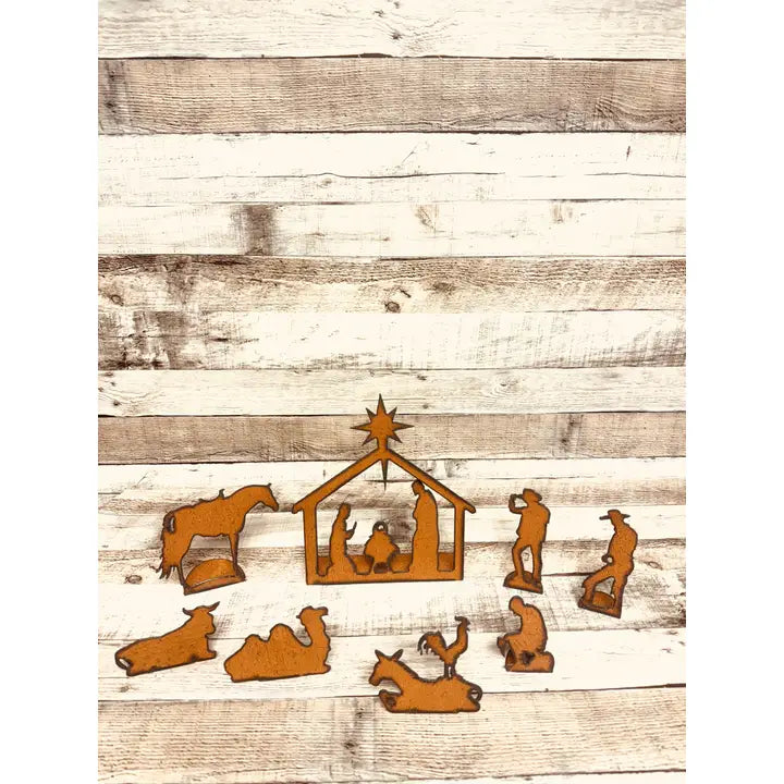 WESTERN Nativity LARGE Size 8 Piece Scene Christmas Holiday