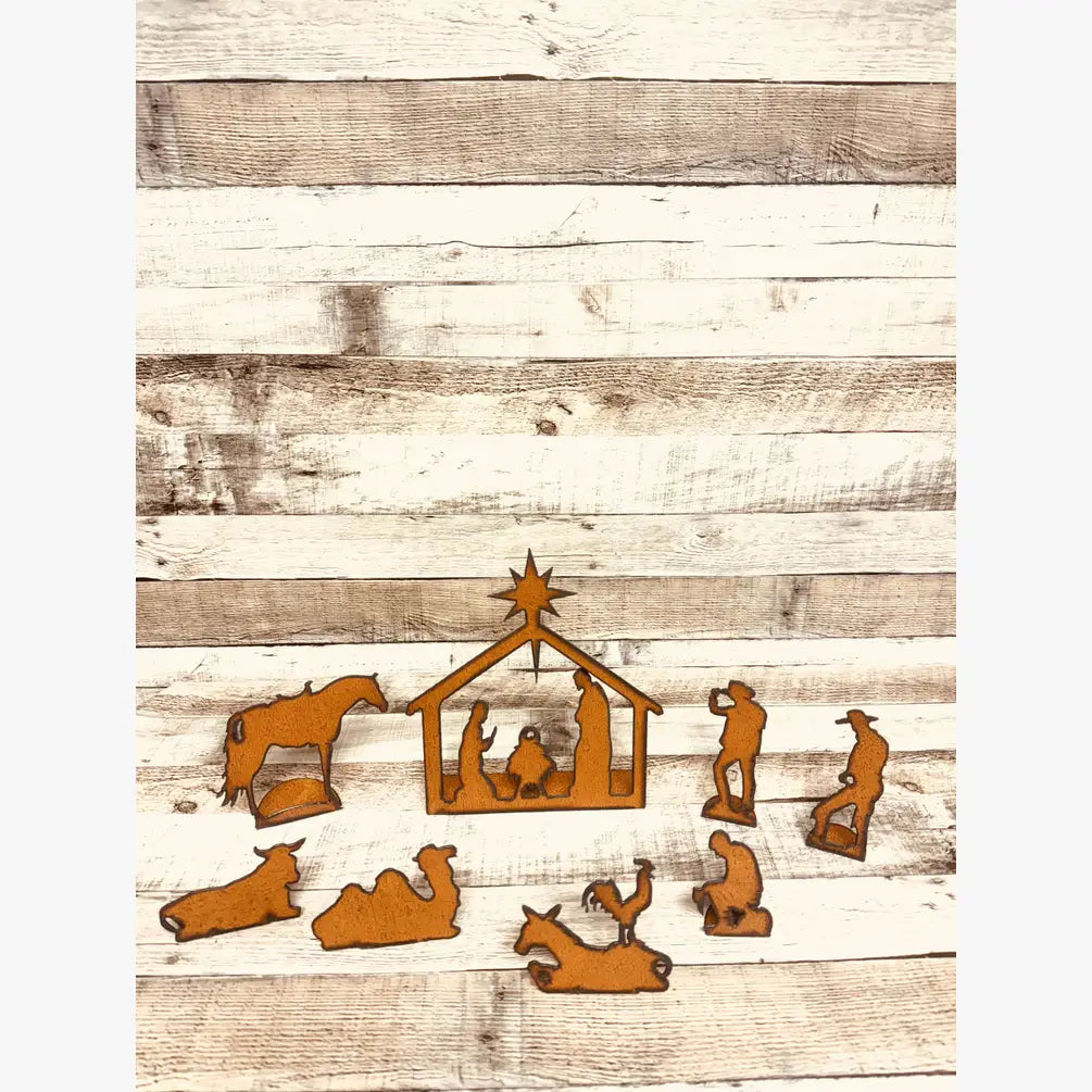 WESTERN Nativity LARGE Size 8 Piece Scene Christmas Holiday