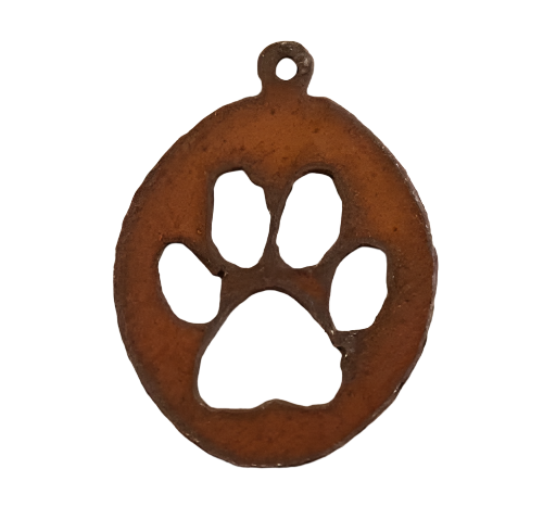 Paw In Oval Charm Rustic Pet GIft