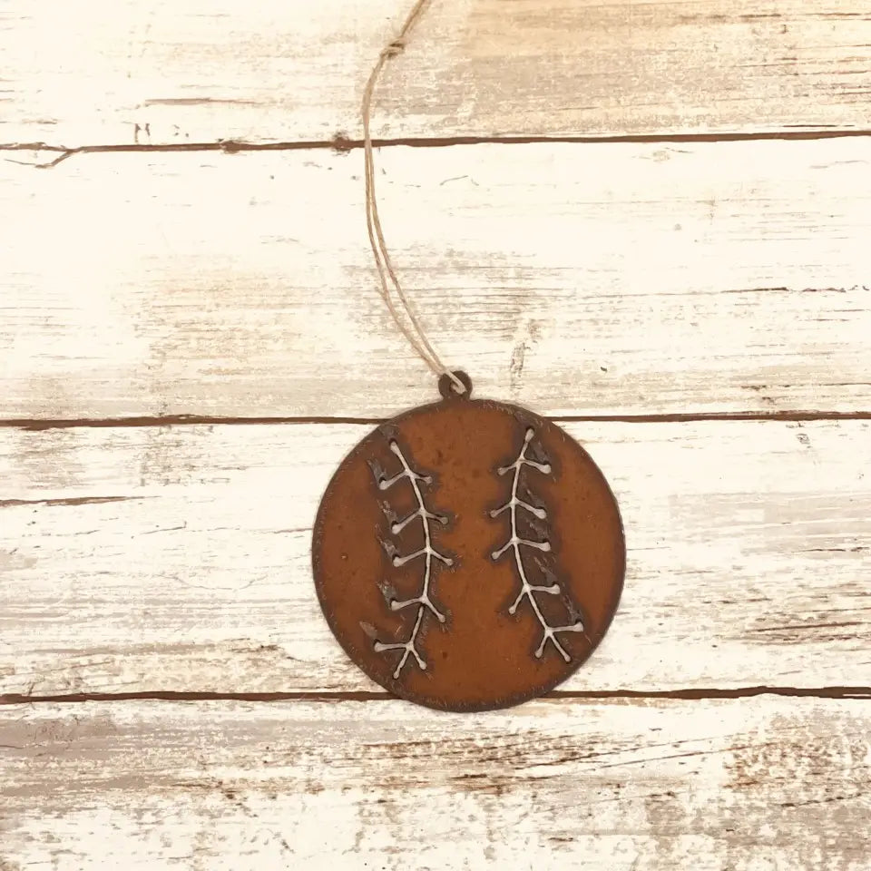 Baseball Ornament Rustic Metal Sports Ornament