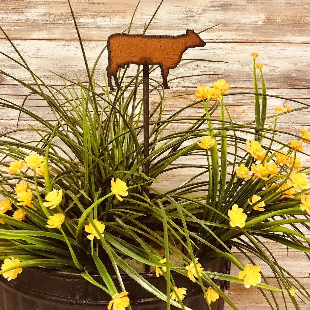 Cow Rusty Farm Garden Plant Stake