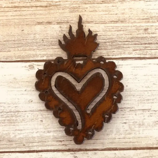 Milagro Heart Rustic Metal Heart Magnet