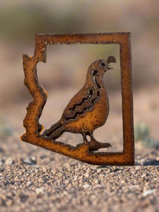 Arizona Outline with Quail Southwestern Magnet