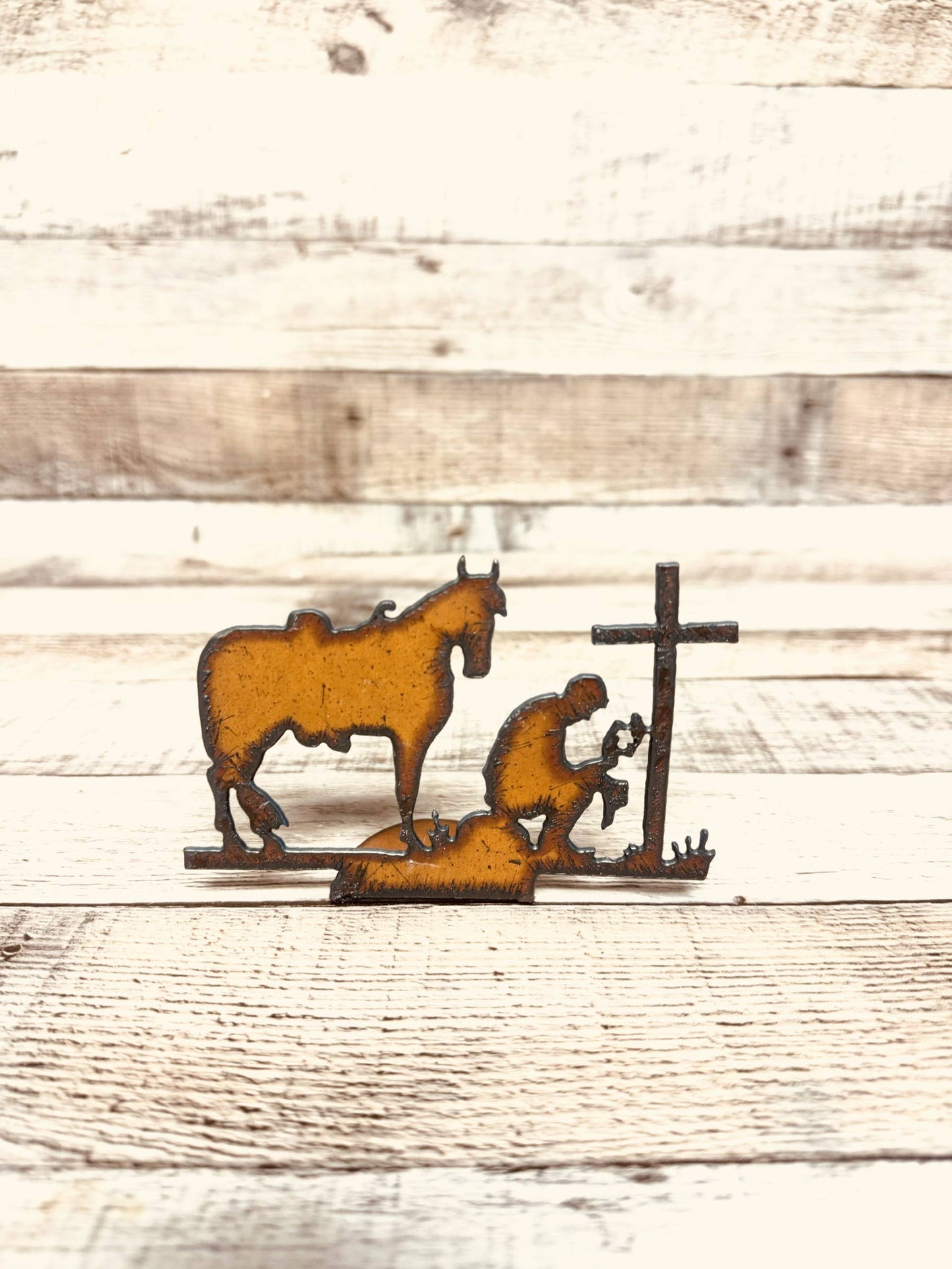 Cowboy at Cross Doodad Standing Figurine Western Praying Cowboy