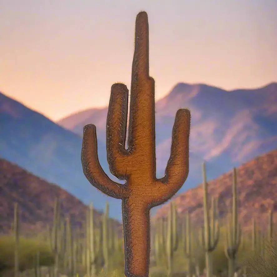 Desert Saguaro Cactus Rustic Metal Magnet Arizona