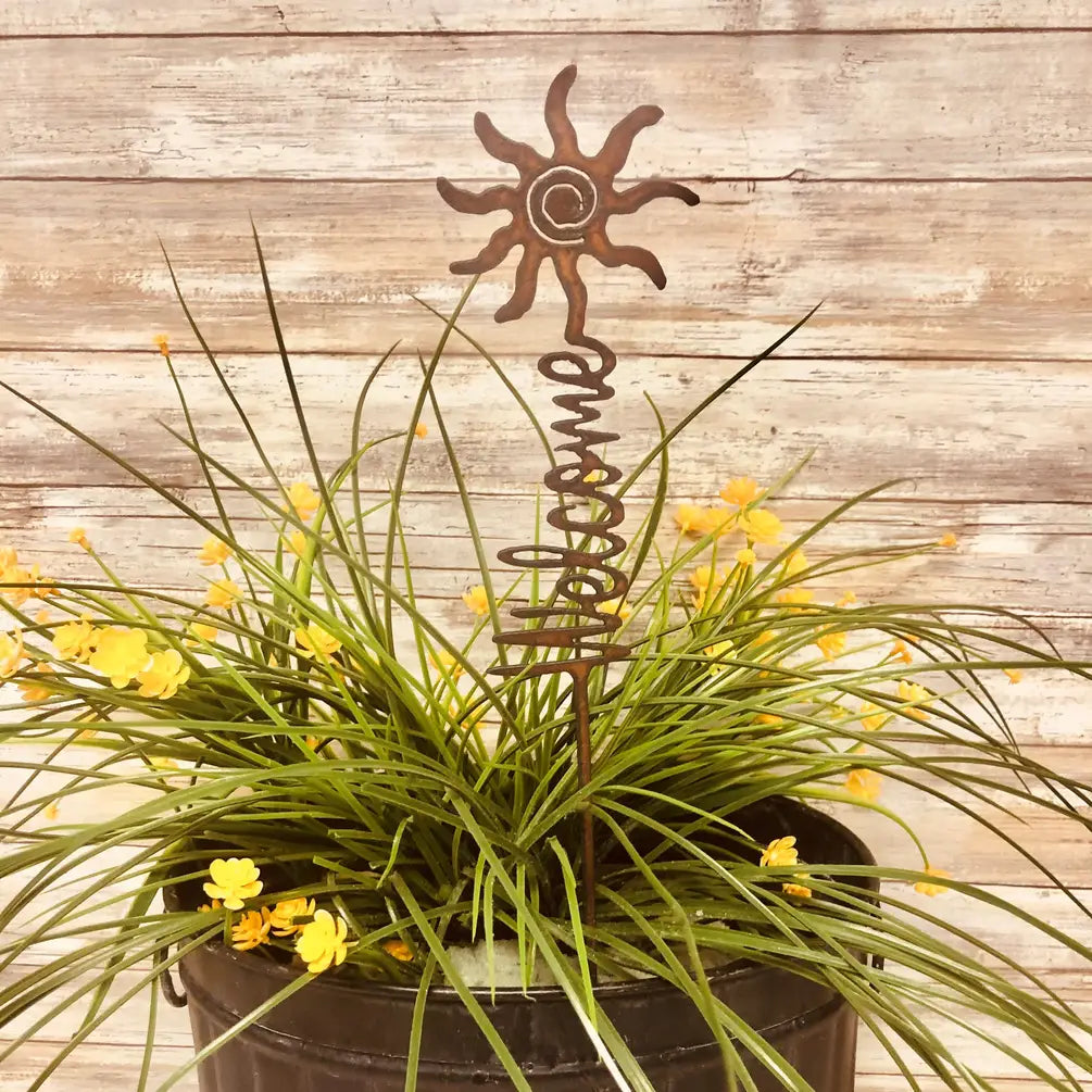Sun with Welcome Vertical Plant Stake