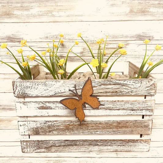 Butterfly Pot Climber Rustic Metal Garden Decor
