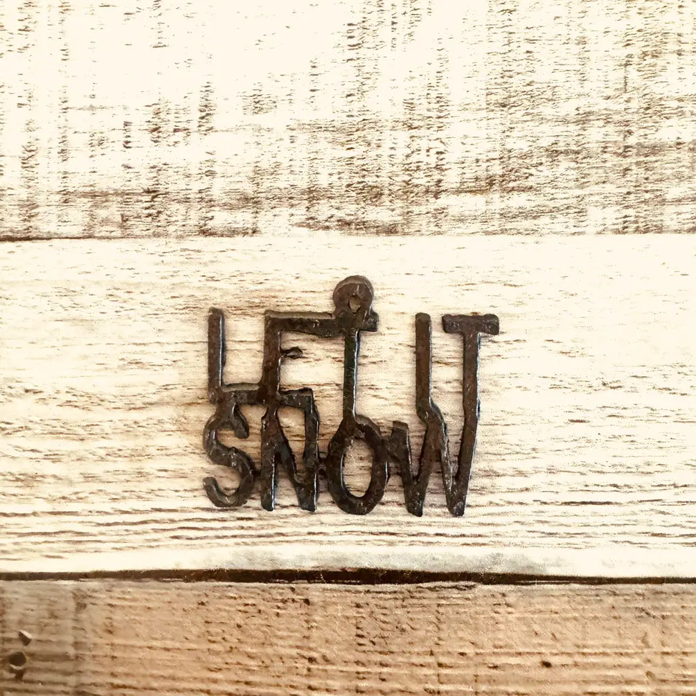 Let it Snow Word Charm Pendant Rustic Metal