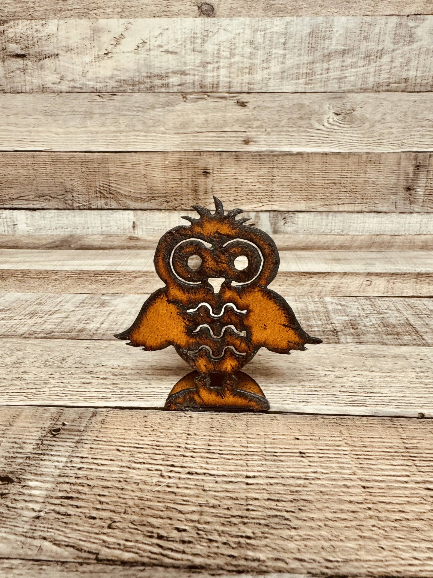 Owl Rustic Metal Doodad Standing Figurine