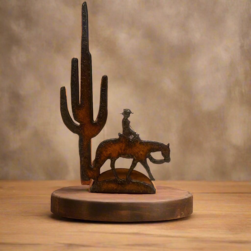 Pleasure Horse with Cactus Doodad Western Standing Figurine