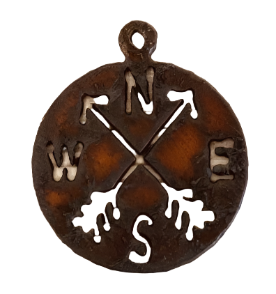 Compass Charm Rustic Metal Pendant