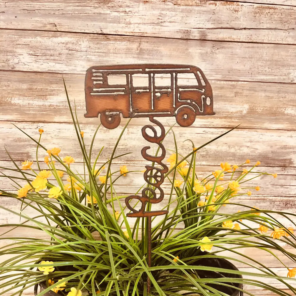 Peace Slug Bus with Peace Hippie Garden Stake