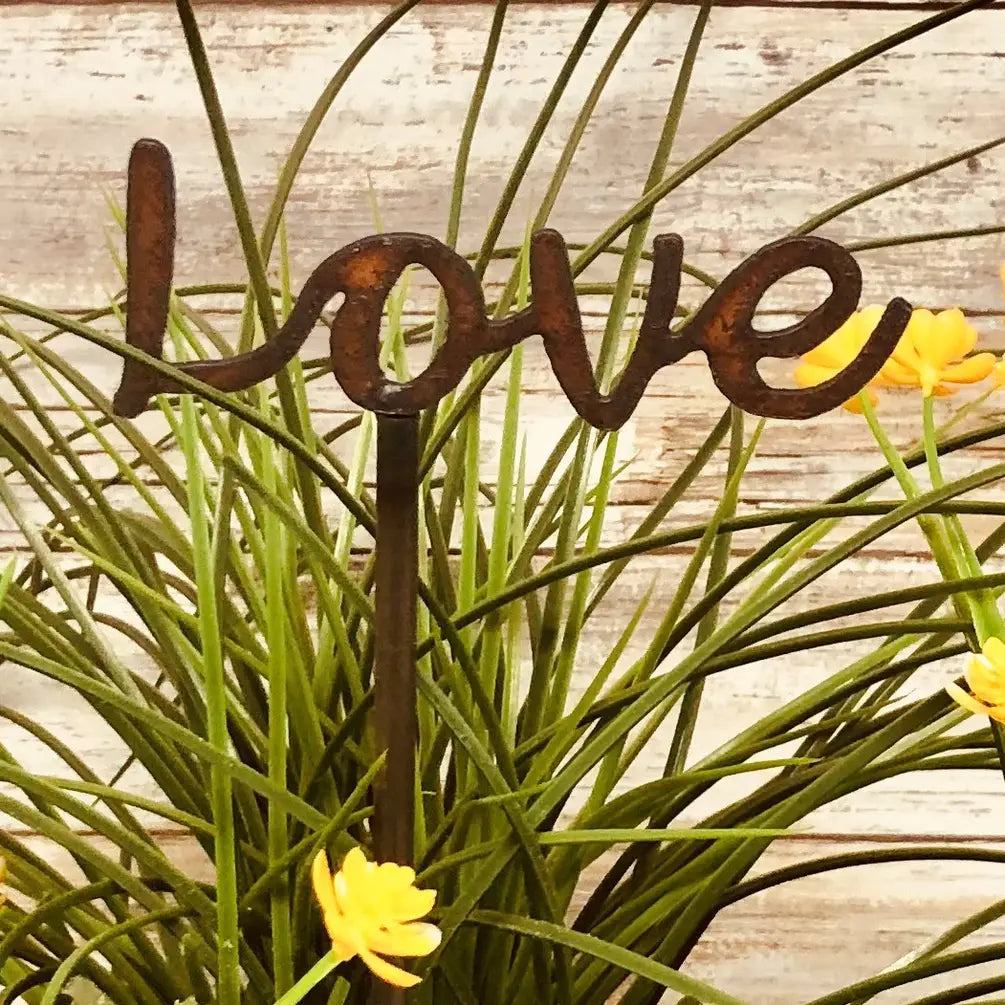 Love Cursive Word Inspirational Garden  Plant Stake