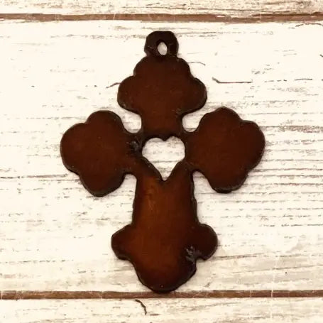 Chubby Cross With Heart Charm Pendant