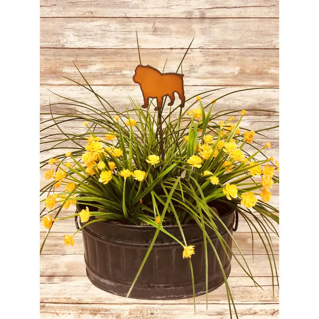 Bulldog Dog Garden Plant Stake