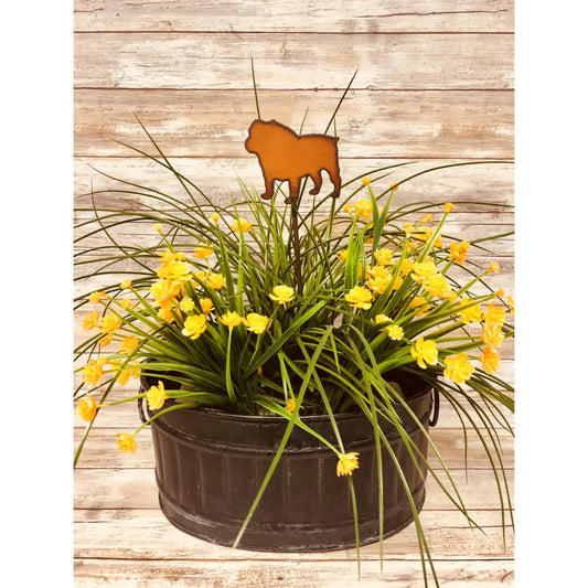 Bulldog Dog Garden Plant Stake