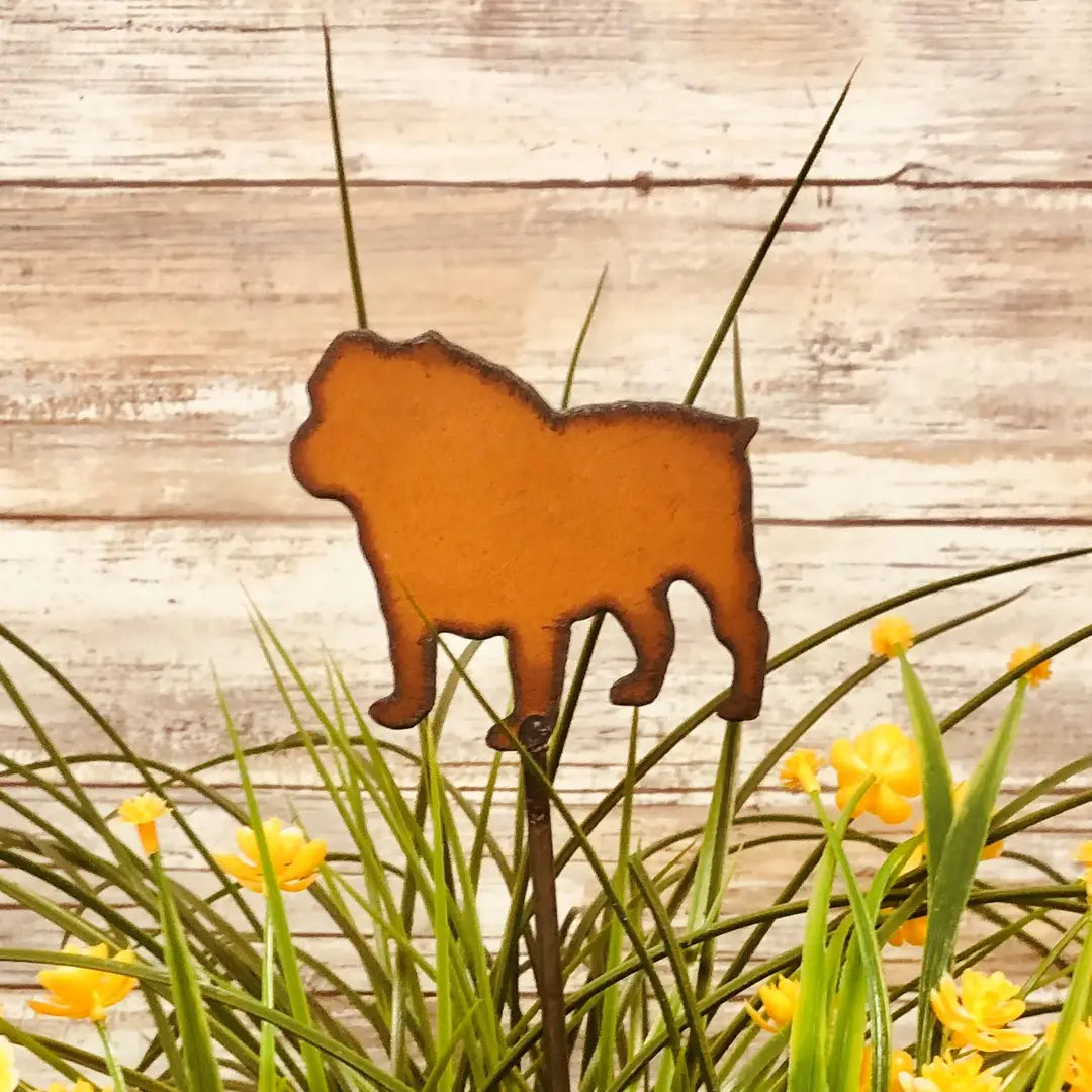 Bulldog Dog Garden Plant Stake