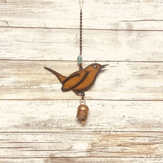 Cactus Wren Bird Bell Rustic Metal Chime