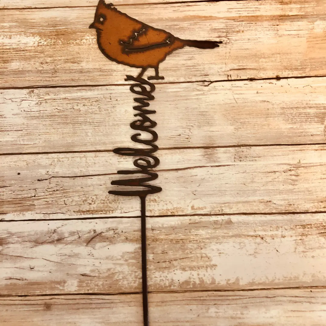 Cardinal Welcome Birding Garden Plant Stake